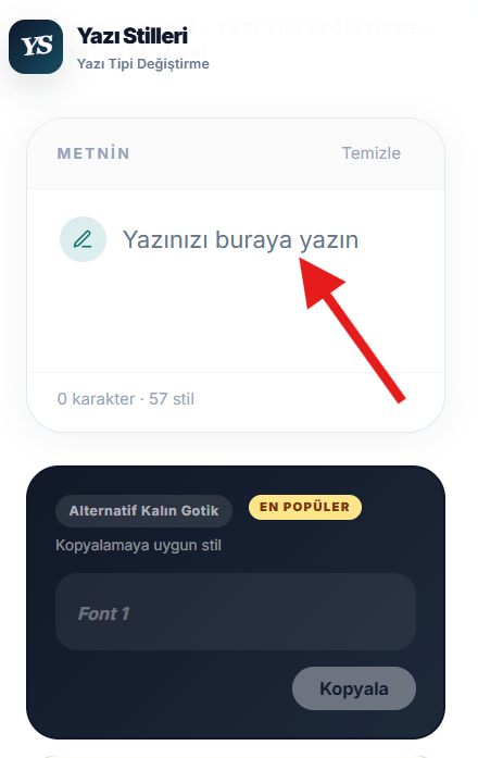 yazı stilleri oluşturma kutusunu gösteren ekran görüntüsü