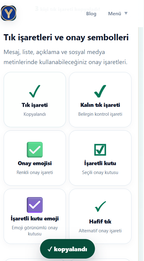 Tık İşaretleri ve Onay Sembolleri Nasıl Kullanılır?