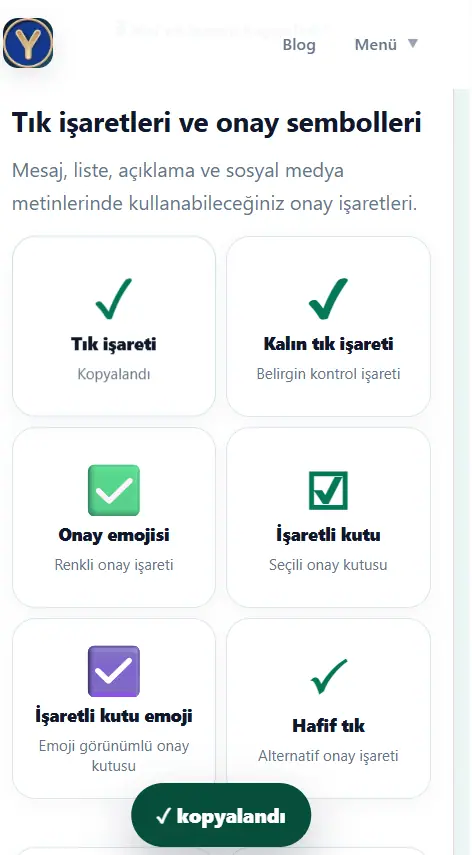 Tık İşaretleri ve Onay Sembolleri Nasıl Kullanılır? Tık İşaretleri ve Onay Sembolleri Nasıl Kullanılır?